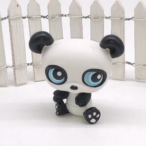 Hasbro Littlest Pet Shop #90 Panda Bear White Black Blue Dot Eyes LPS
